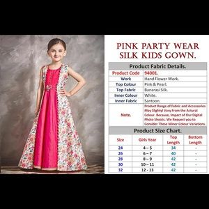 Silk Blend Handmade Dress For Girls age 6-7 in Digital Print and Embroidery